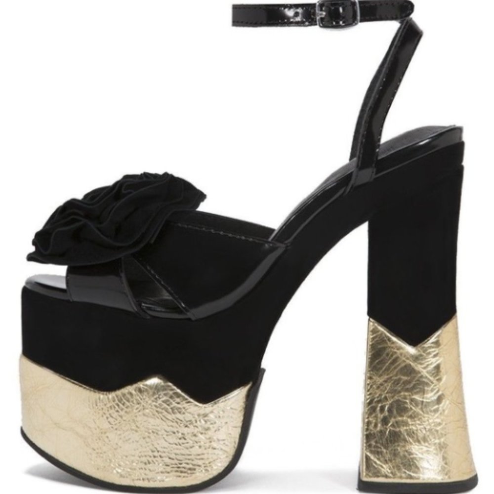 Jeffrey Campbell rosette rose platform shoes 6